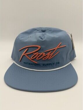Roost Waterfowl Script Rope Hat Duck Hunting SnapBack Blue NWT